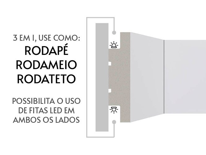 Rodameios | Rodapés | Rodateto Poliestireno Santa Luzia VERSALED BRANCO 7cm Branco 70x17x2400mm - Imagem 5